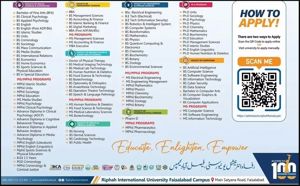 Admission notice for Riphah International University Faisalabad